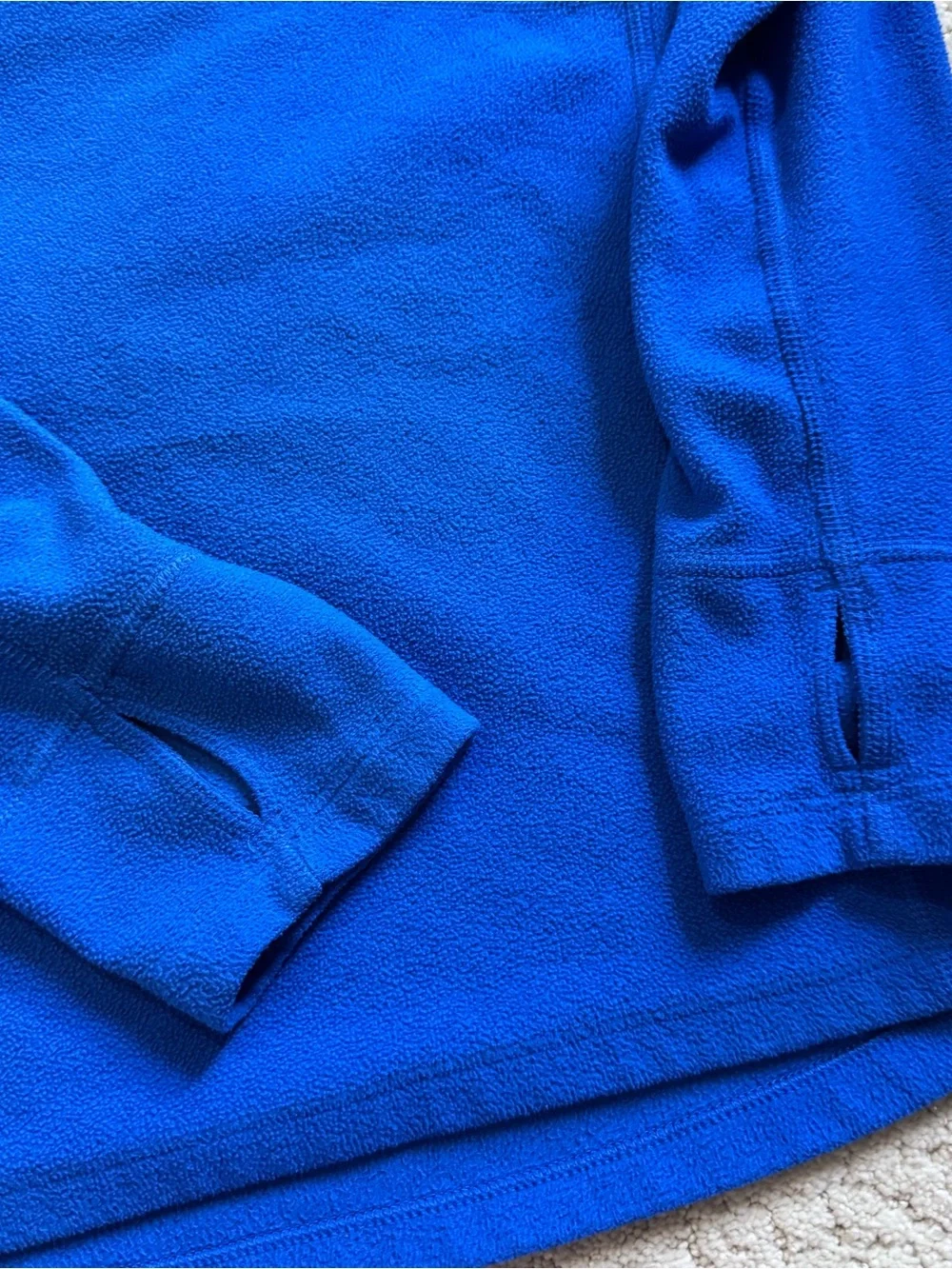 The North Face Men’s Fleece Quarter Zip Pullover Medium Blue Thumbholes Pocket